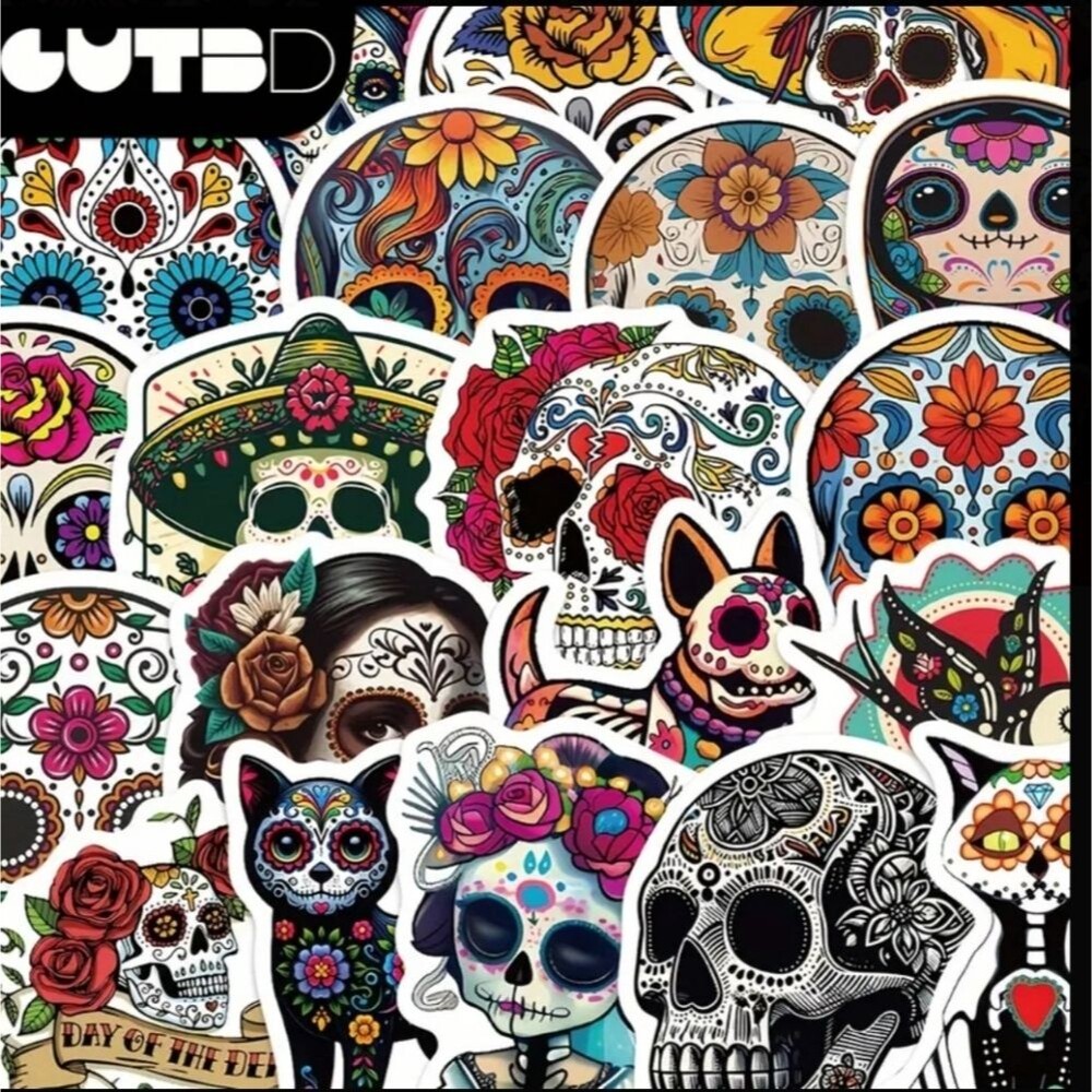 Day of the dead stickers Candy skulls , sugar skulls, dia de los muertos